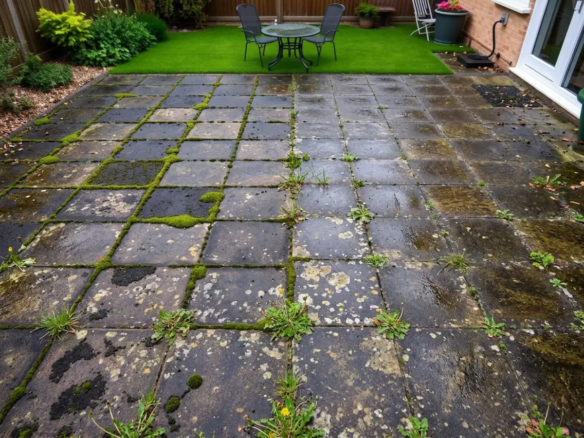 Garden patio slabs — before