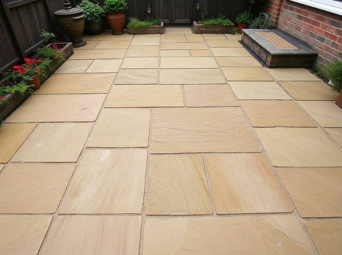 Indian sandstone patio — after